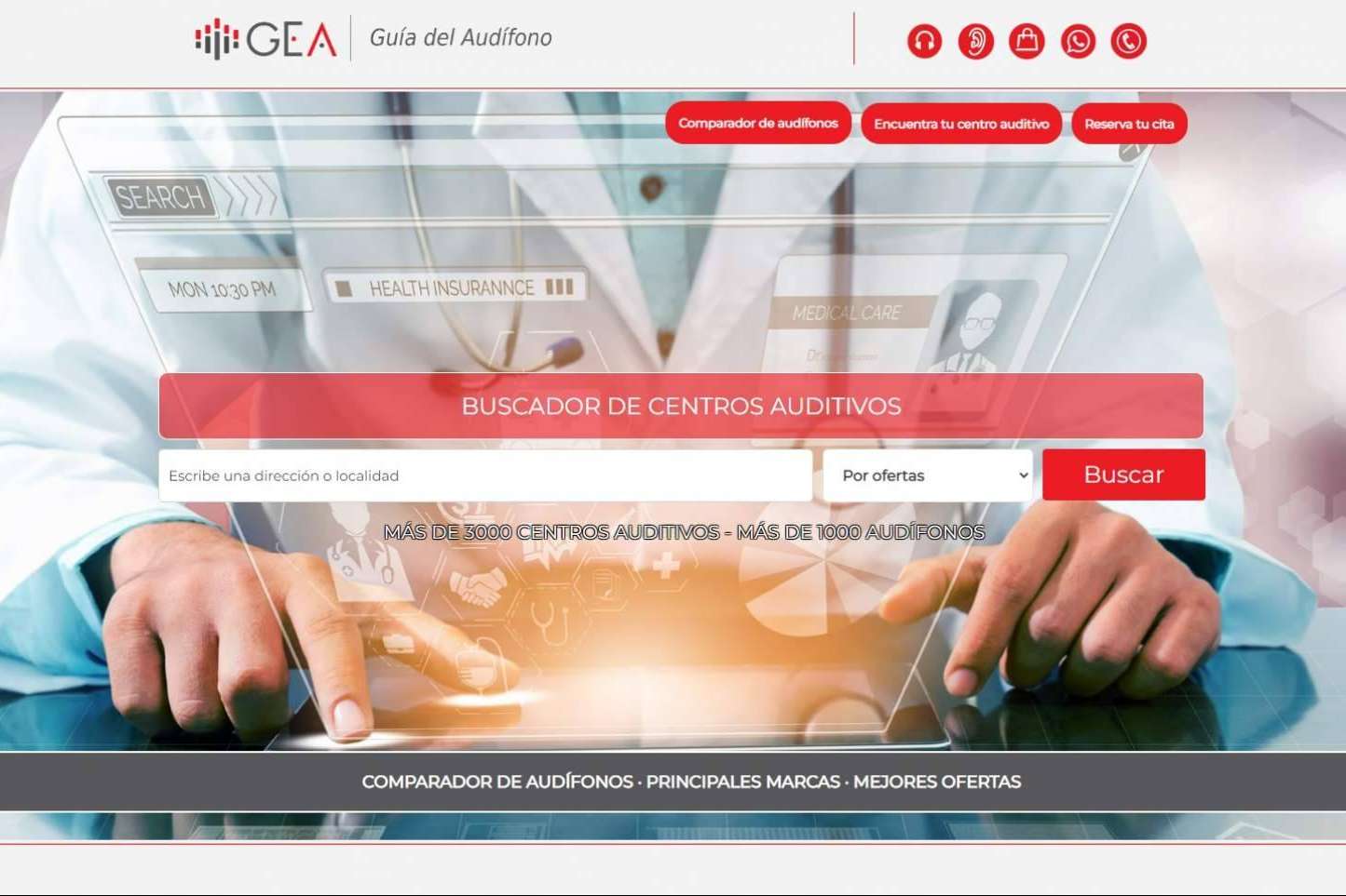 El comparador de audífonos y buscador de centros auditivos Guía del Audífono permite encontrar las mejores ofertas
