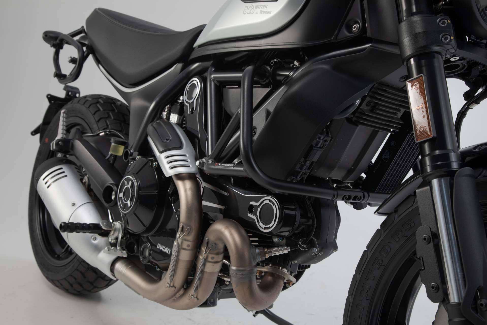 SW-MOTECH muestra los modelos de protección de moto para Ducati Scrambler