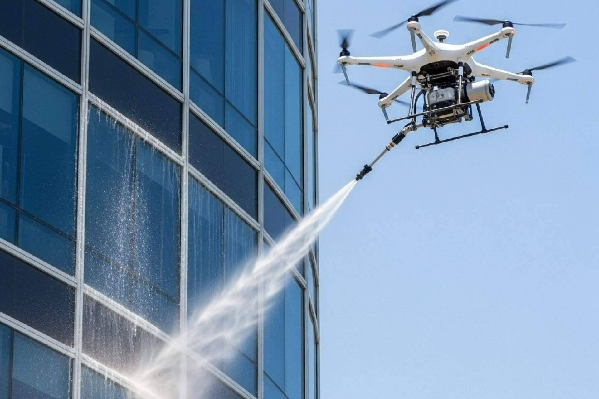 Fachadas, cristales y placas solares impecables gracias a la limpieza con drones de Galvañ Lacados
